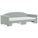 daybed med udtræk og madras 90x190 cm velour lysegrå