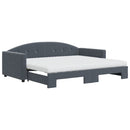 daybed med udtræk og madras 90x190 cm velour mørkegrå