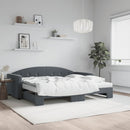 daybed med udtræk og madras 90x190 cm velour mørkegrå