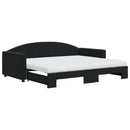daybed med udtræk og madras 90x190 cm velour sort