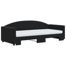 daybed med udtræk og madras 90x190 cm velour sort
