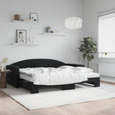 daybed med udtræk og madras 90x190 cm velour sort