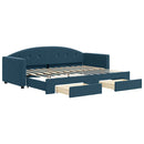 daybed med udtræk og skuffer 80x200 cm stof blå