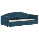 daybed med udtræk og skuffer 80x200 cm stof blå