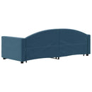 daybed med udtræk og skuffer 80x200 cm stof blå