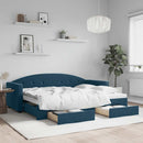 daybed med udtræk og skuffer 80x200 cm stof blå