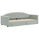 daybed med udtræk og skuffer 80x200 cm velour lysegrå