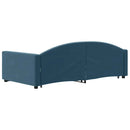 daybed med udtræk og skuffer 90x200 cm velour blå