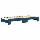 daybed med udtræk og skuffer 90x200 cm velour blå