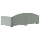 daybed med udtræk og skuffer 90x200 cm velour lysegrå