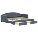 daybed med udtræk og skuffer 90x200 cm velour mørkegrå