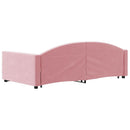 daybed med udtræk og skuffer 90x200 cm velour lyserød