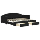 daybed med udtræk og skuffer 90x200 cm velour sort