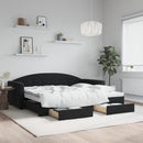 daybed med udtræk og skuffer 90x200 cm velour sort