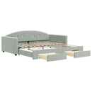 daybed med udtræk og skuffer 100x200 cm velour lysegrå