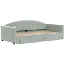 daybed med udtræk og skuffer 100x200 cm velour lysegrå