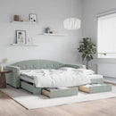 daybed med udtræk og skuffer 100x200 cm velour lysegrå