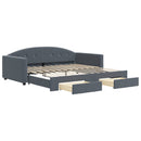 daybed med udtræk og skuffer 100x200 cm velour mørkegrå