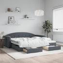 daybed med udtræk og skuffer 100x200 cm velour mørkegrå