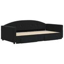 daybed med udtræk og skuffer 100x200 cm velour sort