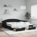 daybed med udtræk og skuffer 100x200 cm velour sort