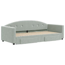 daybed med udtræk og skuffer 90x190 cm velour lysegrå