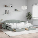 daybed med udtræk og skuffer 90x190 cm velour lysegrå