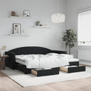 daybed med udtræk og skuffer 90x190 cm velour sort