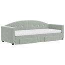 daybed med udtræk og skuffer 80x200 cm velour lysegrå