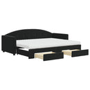 daybed med udtræk og skuffer 80x200 cm velour sort