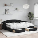 daybed med udtræk og skuffer 80x200 cm velour sort