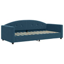 daybed med udtræk og skuffer 90x200 cm velour blå