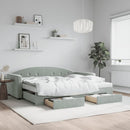 daybed med udtræk og skuffer 90x200 cm velour lysegrå