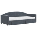 daybed med udtræk og skuffer 90x200 cm velour mørkegrå
