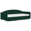 daybed med udtræk og skuffer 90x200 cm velour mørkegrøn
