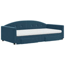 daybed med udtræk og skuffer 100x200 cm velour blå