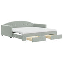 daybed med udtræk og skuffer 100x200 cm velour lysegrå