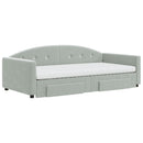 daybed med udtræk og skuffer 100x200 cm velour lysegrå