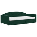 daybed med udtræk og skuffer 100x200 cm velour mørkegrøn