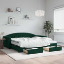 daybed med udtræk og skuffer 100x200 cm velour mørkegrøn