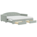 daybed med udtræk og skuffer 90x190 cm velour lysegrå