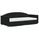 daybed med udtræk og skuffer 90x190 cm velour sort