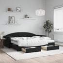 daybed med udtræk og skuffer 90x190 cm velour sort