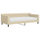 daybed med madras 90x200 cm stof cremefarvet