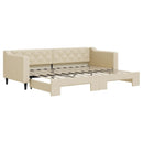 daybed med udtræk 80x200 cm stof cremefarvet