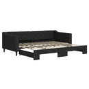 daybed med udtræk 90x200 cm stof sort
