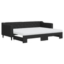 daybed med udtræk og madras 80x200 cm stof sort