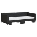 daybed med udtræk og madras 80x200 cm stof sort