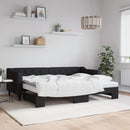 daybed med udtræk og madras 80x200 cm stof sort