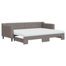 daybed med udtræk og madras 80x200 cm stof gråbrun